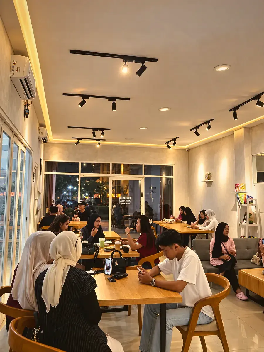 Ruang dalam Eloka Kolaka yang ramai pengunjung